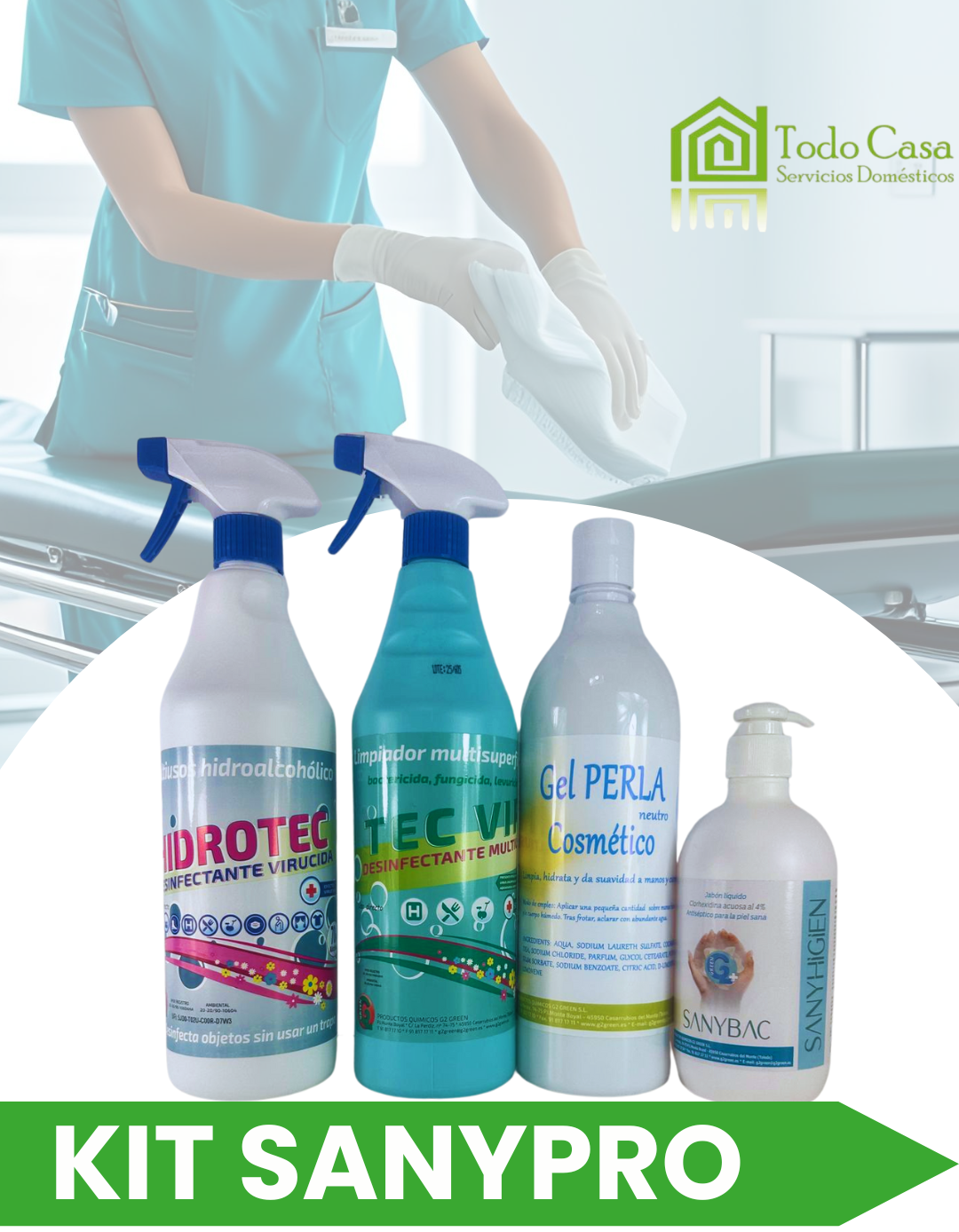 KIT TODOCASA SANYPRO: desinfección profesional para clínicas, entornos sanitarios y veterinarios